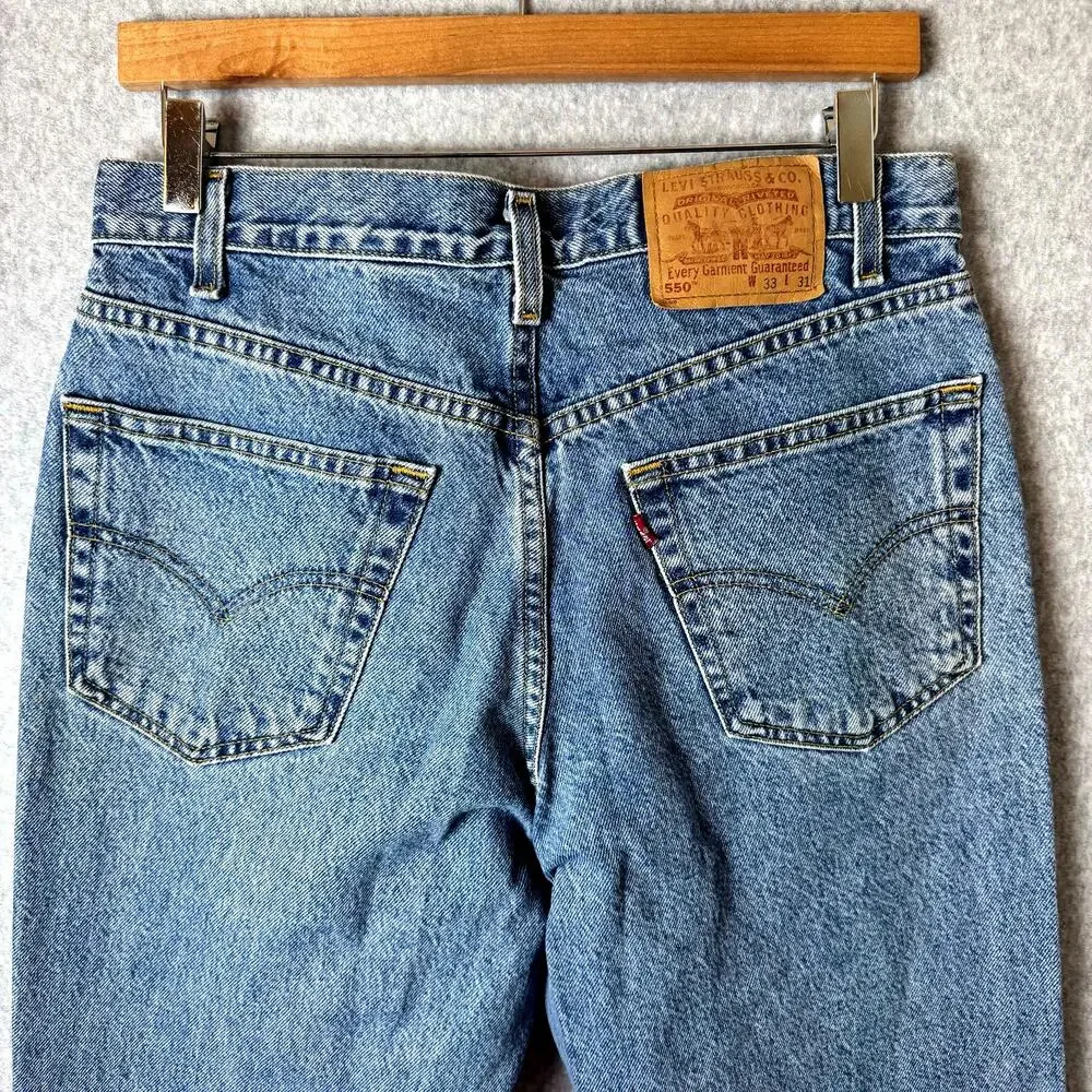 Vintage Levi's 550 Jeans Mens Relaxed Fit Ridged Denim Classic Western Retro